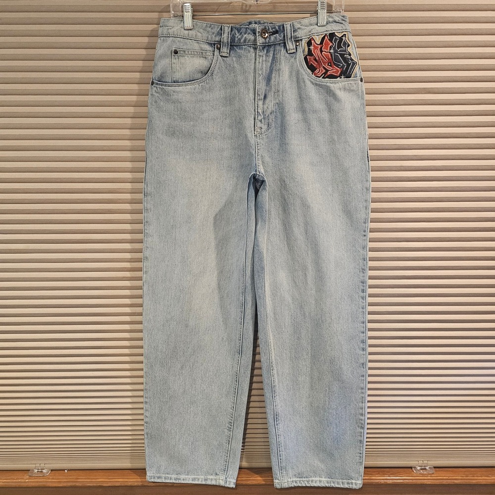 Ninth Hall Ambush Light Wash Embroidered Straight Jeans Mens 30 Panther Skull